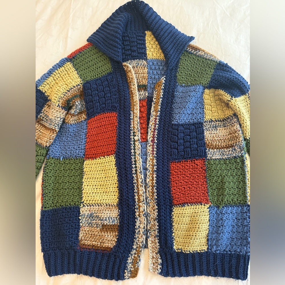 Vintage Patchwork Oversized Knit Cardigan - Picture 2 of 3